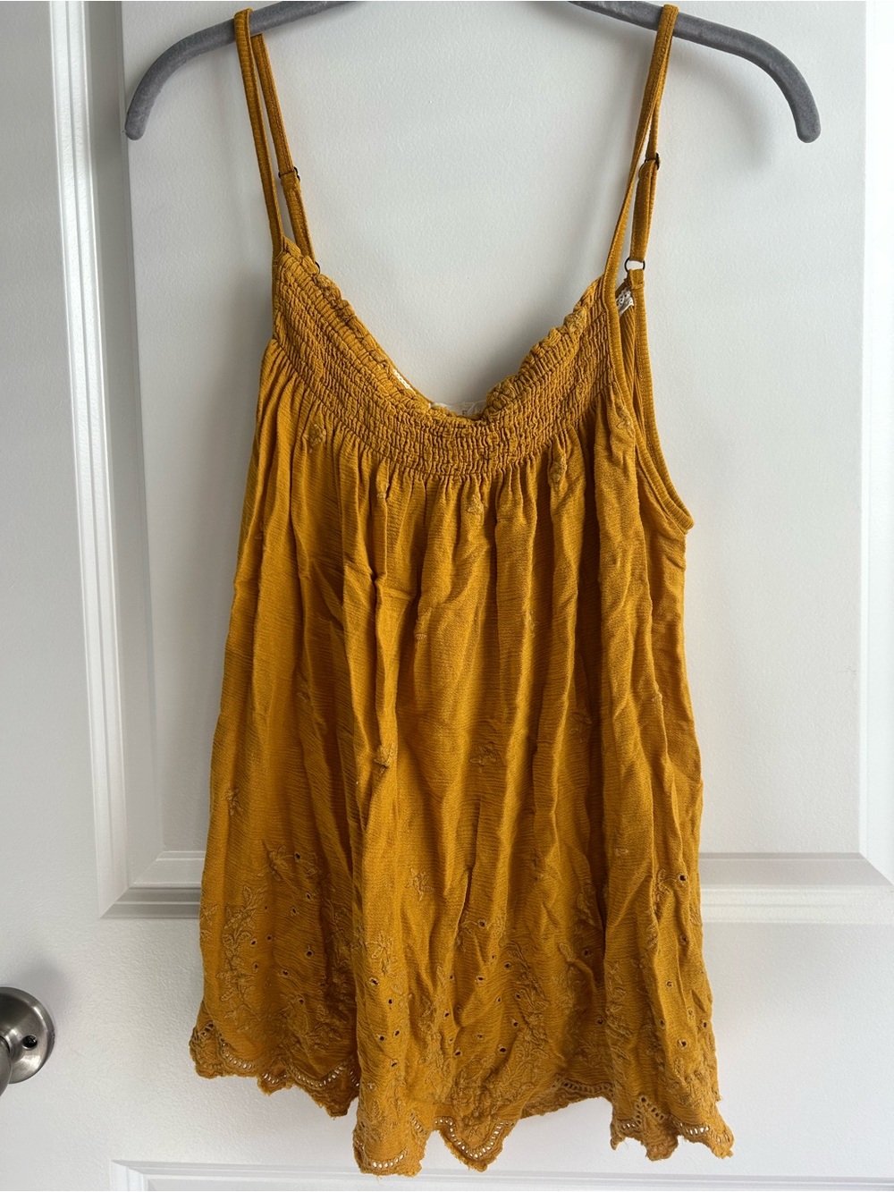 Rewind Mustard Yellow Eyelet Camisole Tank Top